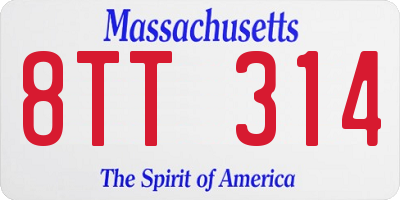 MA license plate 8TT314