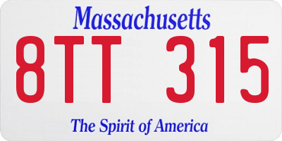 MA license plate 8TT315