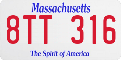MA license plate 8TT316