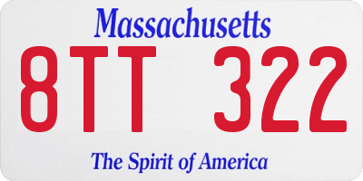 MA license plate 8TT322