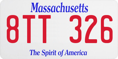 MA license plate 8TT326
