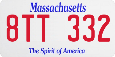 MA license plate 8TT332