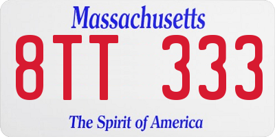 MA license plate 8TT333