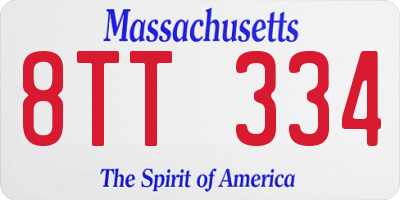 MA license plate 8TT334