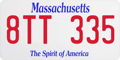 MA license plate 8TT335