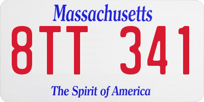 MA license plate 8TT341