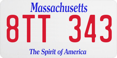 MA license plate 8TT343