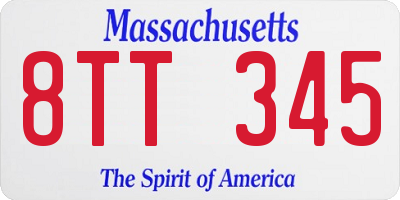 MA license plate 8TT345