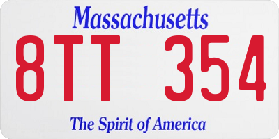 MA license plate 8TT354