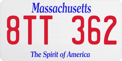 MA license plate 8TT362