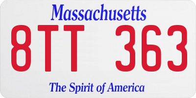 MA license plate 8TT363