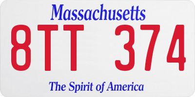 MA license plate 8TT374