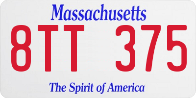 MA license plate 8TT375