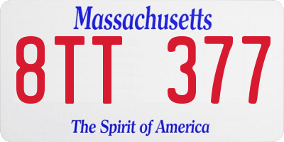 MA license plate 8TT377