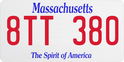 MA license plate 8TT380