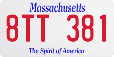 MA license plate 8TT381