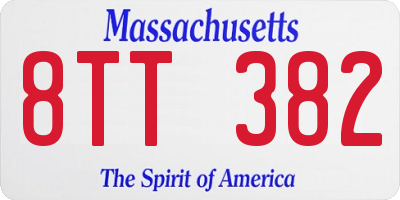 MA license plate 8TT382