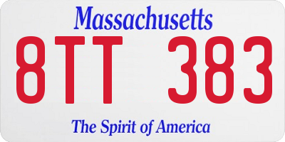 MA license plate 8TT383