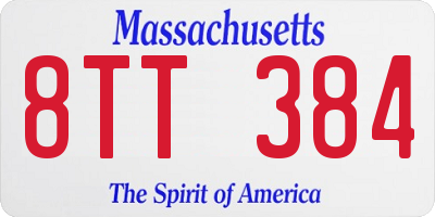 MA license plate 8TT384