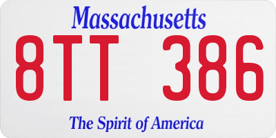 MA license plate 8TT386
