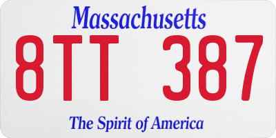 MA license plate 8TT387