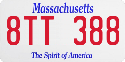 MA license plate 8TT388