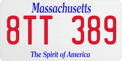 MA license plate 8TT389