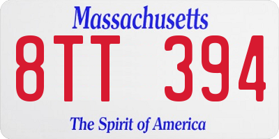MA license plate 8TT394