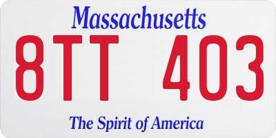 MA license plate 8TT403
