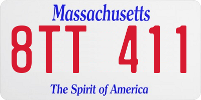 MA license plate 8TT411