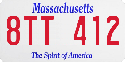 MA license plate 8TT412