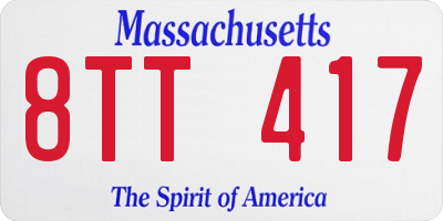 MA license plate 8TT417