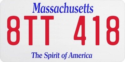MA license plate 8TT418