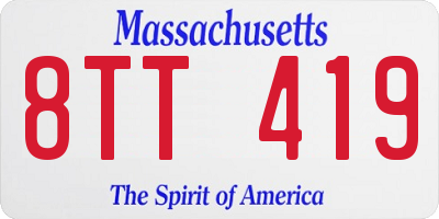 MA license plate 8TT419