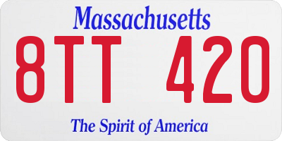 MA license plate 8TT420