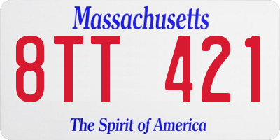 MA license plate 8TT421