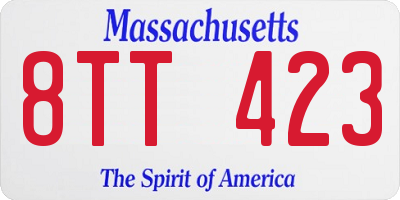 MA license plate 8TT423