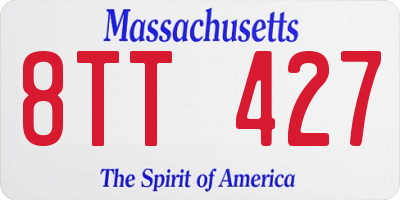 MA license plate 8TT427