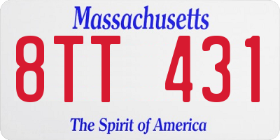 MA license plate 8TT431