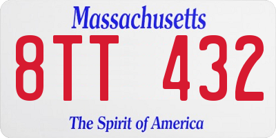MA license plate 8TT432