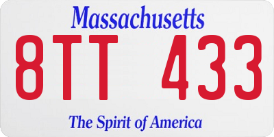 MA license plate 8TT433