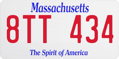 MA license plate 8TT434