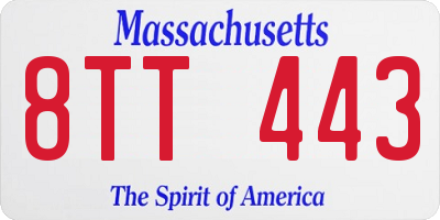 MA license plate 8TT443