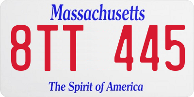 MA license plate 8TT445