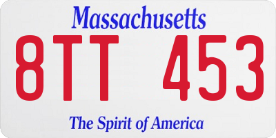 MA license plate 8TT453