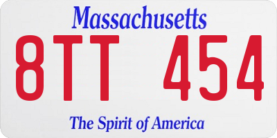 MA license plate 8TT454