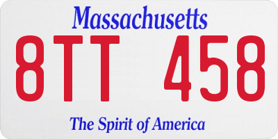 MA license plate 8TT458