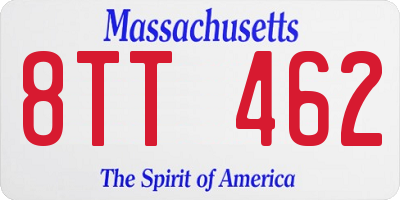 MA license plate 8TT462