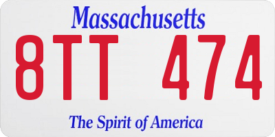 MA license plate 8TT474