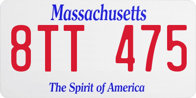 MA license plate 8TT475